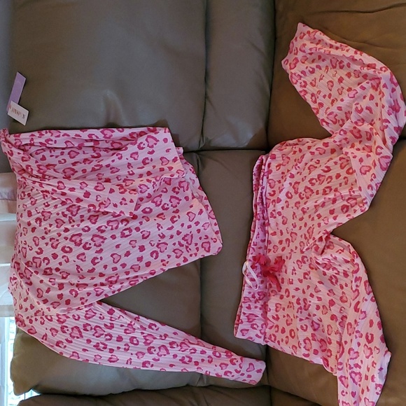 Joyspun pink ribbed heart pj's size L - Picture 8 of 8